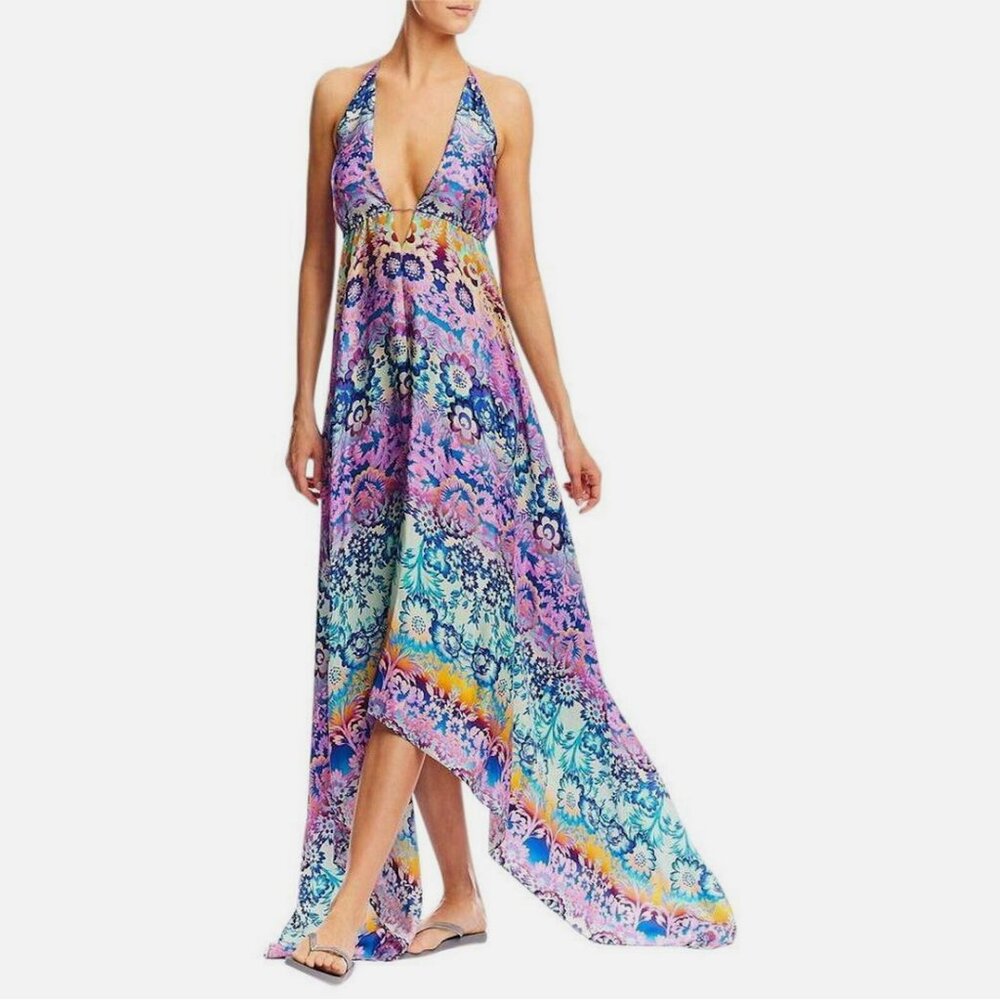 Nicole Miller Artelier Silk Handkerchief Maxi Dress